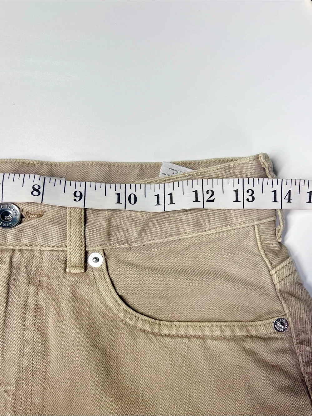 Everlane The Long A-Line Denim Shorts Garment-Dyed Tan Size 26 Regular NWOT